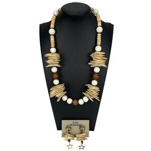 CARA STIMMEL Women's 25" NECKLACE & 3" EARRINGS Set SURGICAL STEEL POSTS